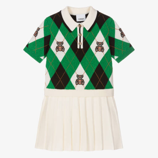 Burberry-Girls Luxurious Argyle Knit Dress | Childrensalon Outlet