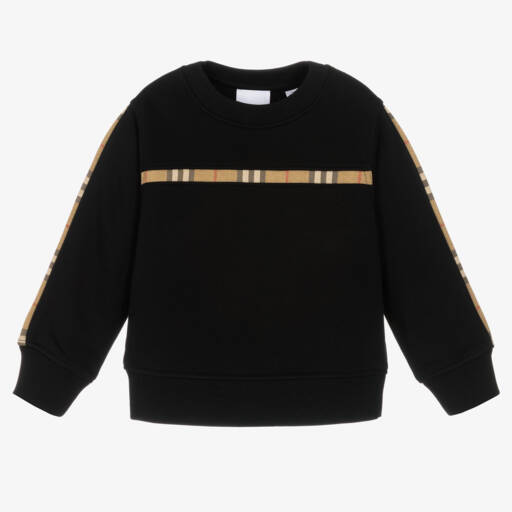 Burberry-Girls Luxurious Check-Accent Black Sweatshirt | Childrensalon Outlet