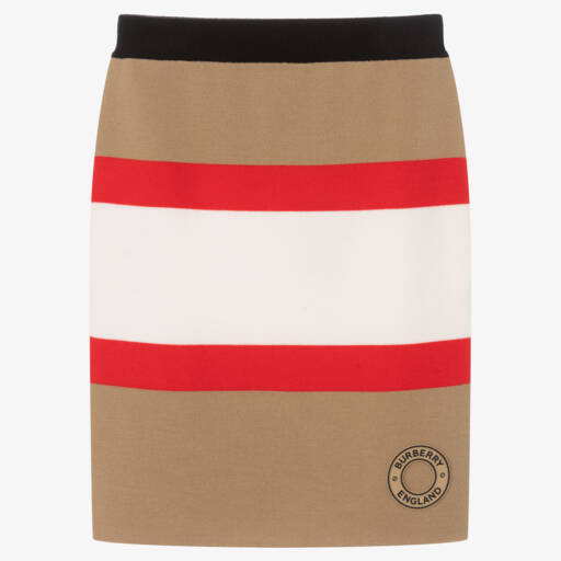 Burberry-تنورة شريط الأيقونة من صوف الميرينو للبنات | Childrensalon Outlet