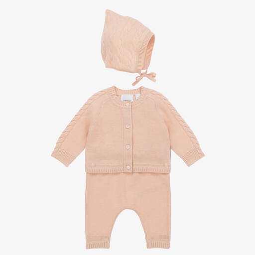 Burberry-Кашемировый комплект бледно-розового цвета для девочек | Childrensalon Outlet