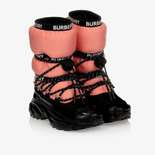 Burberry-Girls Pink Logo Snow Boots | Childrensalon Outlet