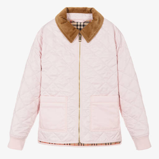 Burberry-Girls Pink Quilted Vintage Jacket | Childrensalon Outlet