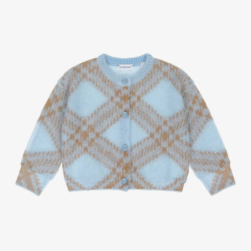 Burberry-Голубой кардиган из мохера и шерсти для девочек | Childrensalon Outlet