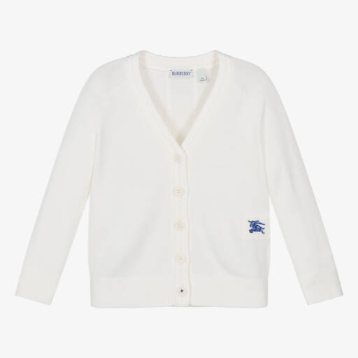 Burberry-Girls Soft Knit Ivory Cardigan | Childrensalon Outlet