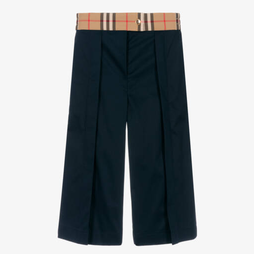 Burberry-Girls Soft Navy Wide-Leg Pants | Childrensalon Outlet
