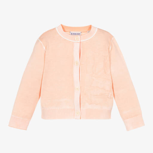 Burberry-Girls Soft Pink Knit Cardigan | Childrensalon Outlet