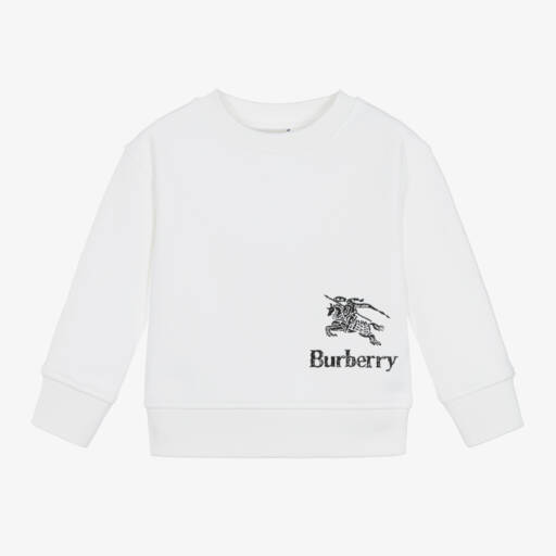 Burberry-بلوزة قطنية ناعمة بيضاء للبنات | Childrensalon Outlet