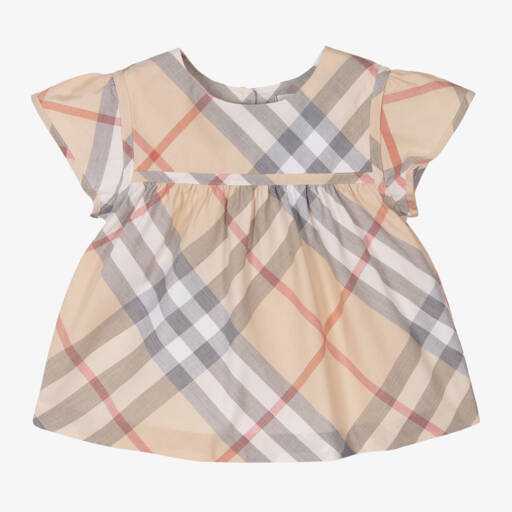 Burberry-Girls Stone Check Cotton Top | Childrensalon Outlet