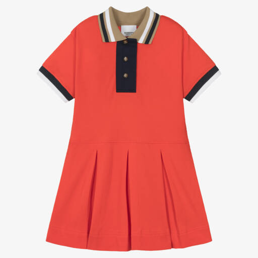 Burberry-Красная хлопковая рубашка поло для девочек | Childrensalon Outlet