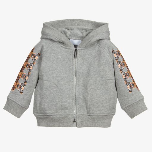 Burberry-Grey Bear Baby Zip-Up Top | Childrensalon Outlet
