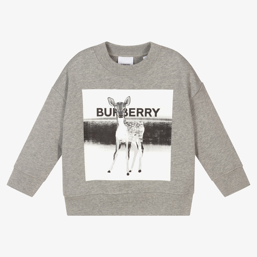 Burberry-Grey Cotton Deer Sweatshirt | Childrensalon Outlet