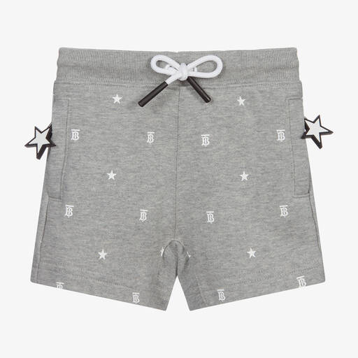 Burberry-Grey Monogram Baby Shorts | Childrensalon Outlet