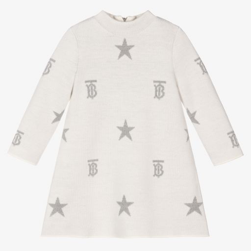 Burberry-Ivory Monogram Baby Dress | Childrensalon Outlet