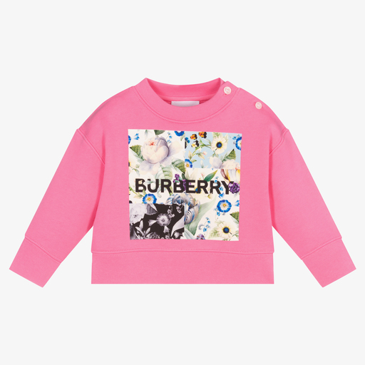 Burberry-Pink Cotton Baby Sweatshirt | Childrensalon Outlet