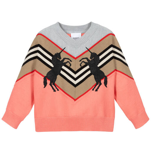 Burberry-Pink Unicorn Wool Sweater | Childrensalon Outlet