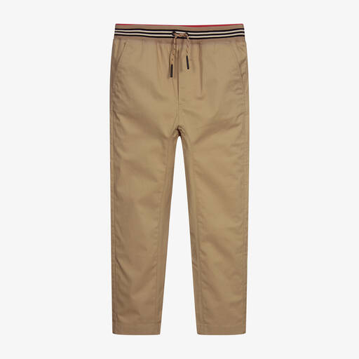 Burberry-Бежевые брюки с логотипом для подростков | Childrensalon Outlet