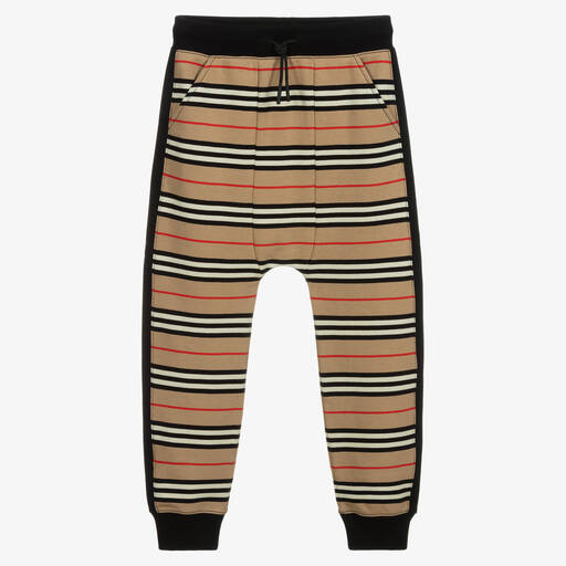Burberry-Teen Beige Striped Joggers | Childrensalon Outlet
