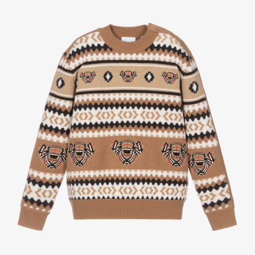 Burberry-Teen Beige Wool Sweater | Childrensalon Outlet