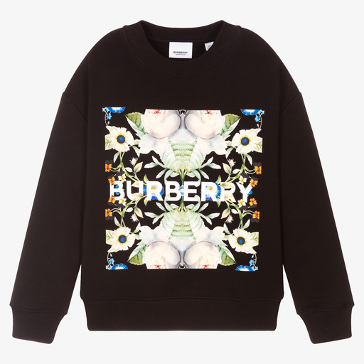 Burberry-Teen Black Logo Sweatshirt | Childrensalon Outlet