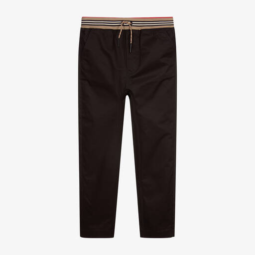 Burberry-Pantalon noir à logo Ado | Childrensalon Outlet