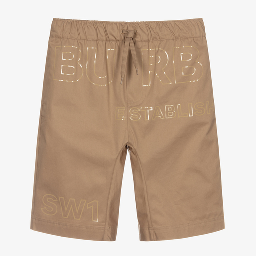 Burberry-Teen Boys Beige Cotton Shorts | Childrensalon Outlet