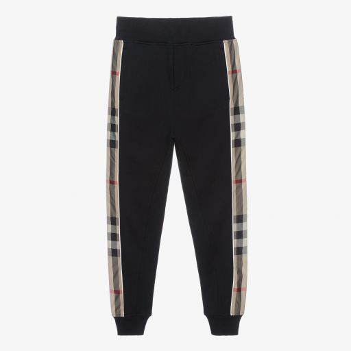 Burberry-Teen Boys Black Cotton Joggers | Childrensalon Outlet