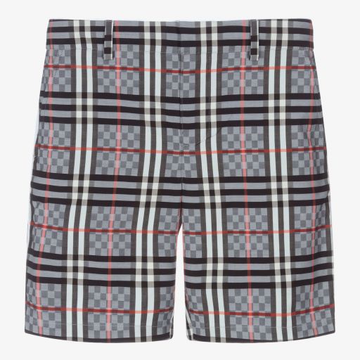 Burberry-Teen Boys Blue Check Shorts | Childrensalon Outlet