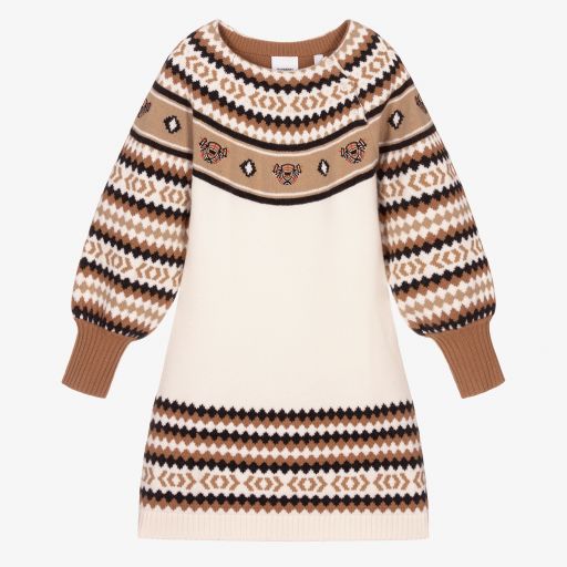 Burberry-Teen Girls Beige Wool Dress | Childrensalon Outlet