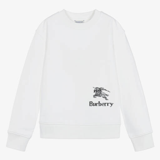 Burberry-Teen Girls Classic White Cotton Pullover | Childrensalon Outlet