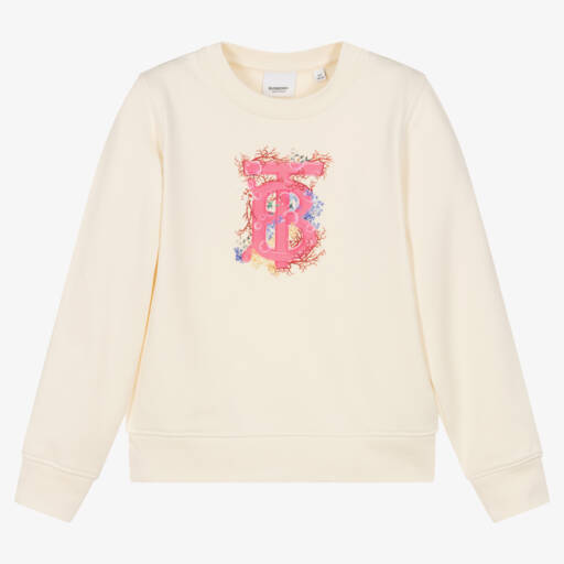 Burberry-Подростковый кремовый свитер с логотипом для девочек | Childrensalon Outlet