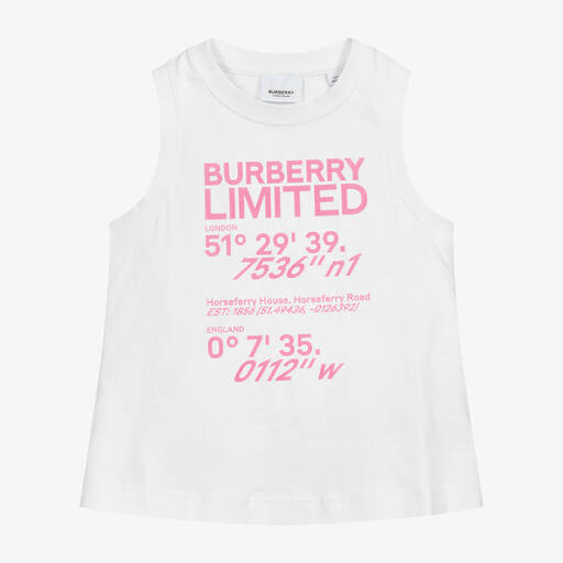 Burberry-Teen Girls White Logo Vest Top | Childrensalon Outlet