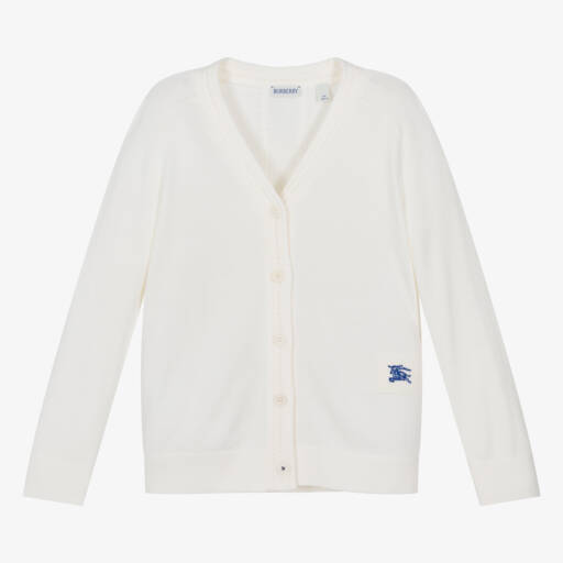 Burberry-Teen Girls Woolen Ivory Knit Cardigan | Childrensalon Outlet