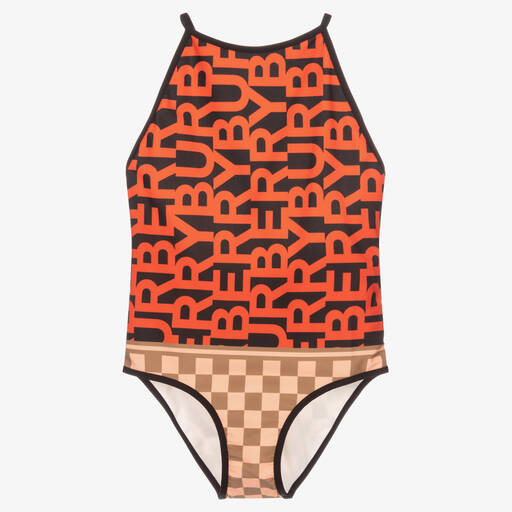 Burberry-Teen Montage Logo Swimsuit | Childrensalon Outlet