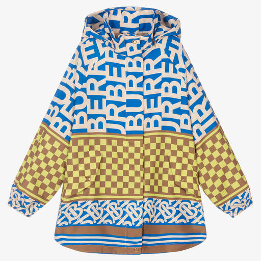 Burberry-معطف هودي تينز بناتي لون زهري وأزرق وأصفر | Childrensalon Outlet