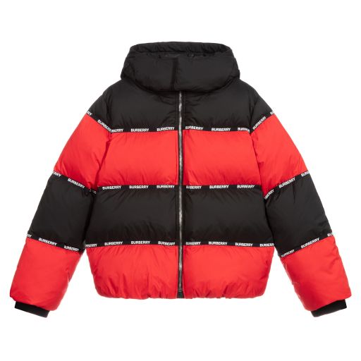 Burberry-Teen Red & Black Logo Jacket | Childrensalon Outlet