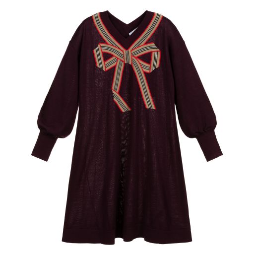 Burberry-Teen Red Knitted Wool Dress | Childrensalon Outlet