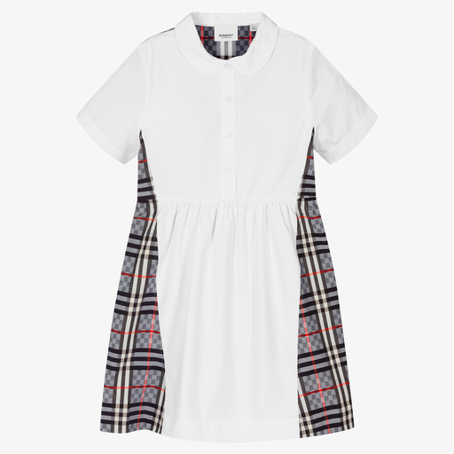 Burberry-Teen White Chequerboard Dress | Childrensalon Outlet