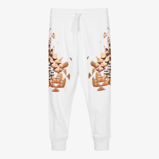 Burberry-Teen White Cotton Joggers | Childrensalon Outlet