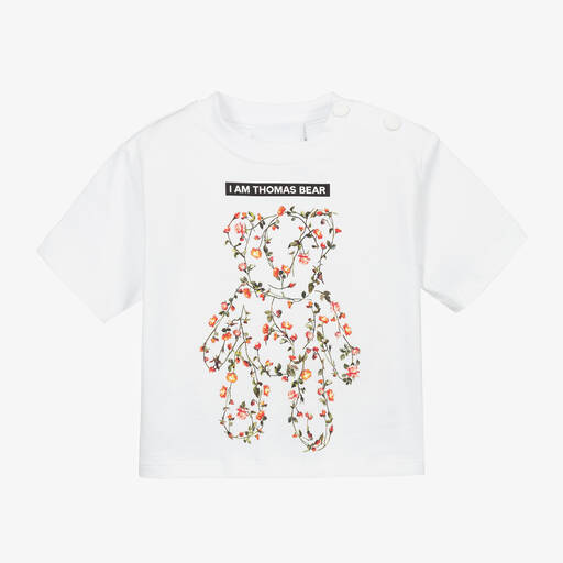 Burberry-تيشيرت قطن جيرسي لون أبيض للأطفال | Childrensalon Outlet