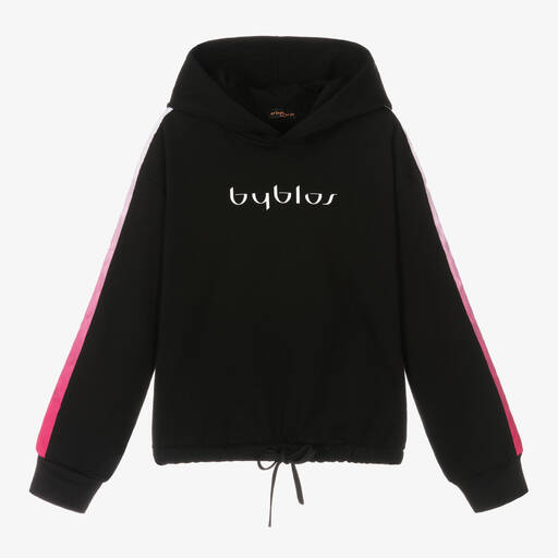 Byblos-Girls Black Cotton Logo Hoodie | Childrensalon Outlet