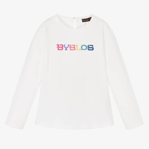 Byblos-Girls Ivory Cotton Logo Top | Childrensalon Outlet
