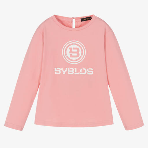 Byblos-Girls Pink Cotton Logo Top | Childrensalon Outlet