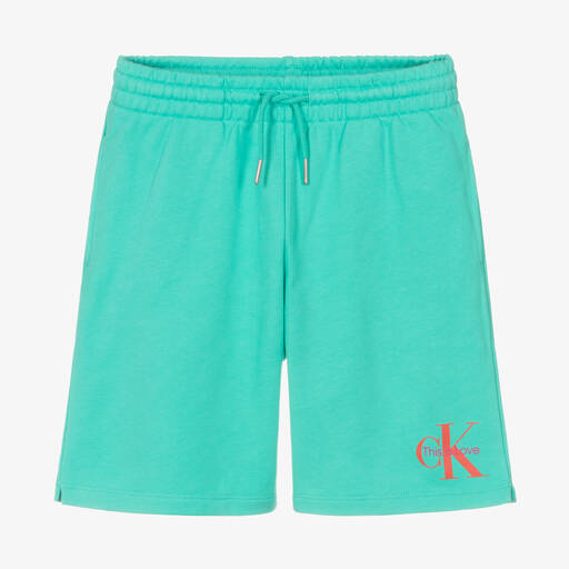 Calvin Klein-Aquagrüne Baumwolljersey-Shorts | Childrensalon Outlet