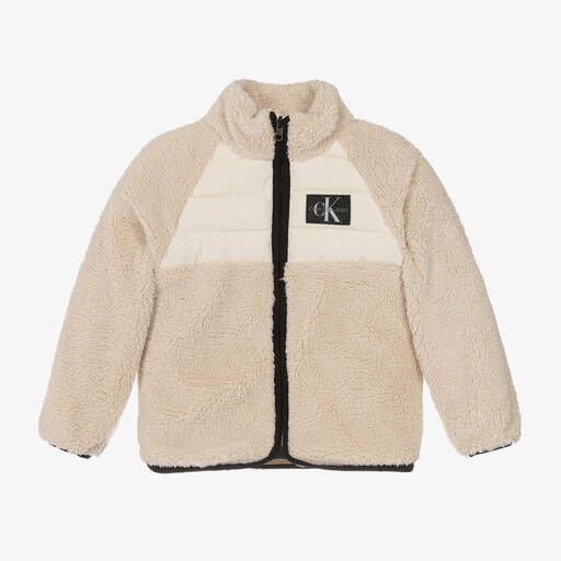 Calvin Klein-Beige Jacke aus Teddy-Fleece | Childrensalon Outlet