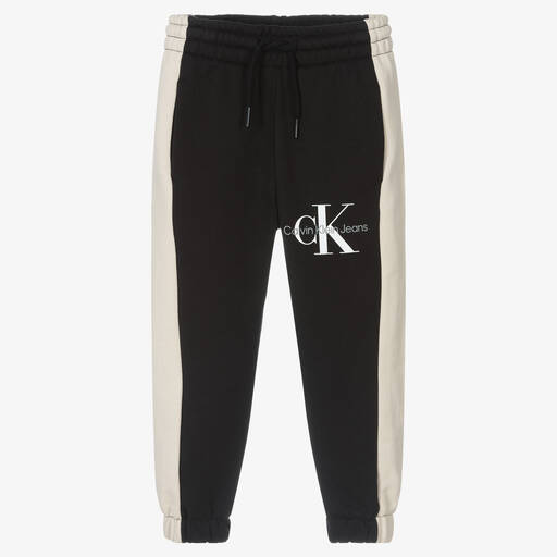 Calvin Klein Jeans-Baumwoll-Jogginghose in Schwarz und Beige | Childrensalon Outlet