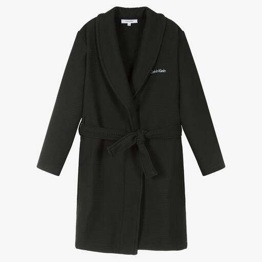 Calvin Klein-Robe de chambre noire en coton | Childrensalon Outlet