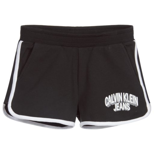 Calvin Klein Jeans-Black Cotton Jersey Shorts | Childrensalon Outlet