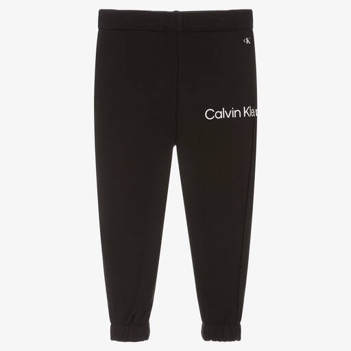 Calvin Klein Jeans-Black Cotton Logo Joggers | Childrensalon Outlet
