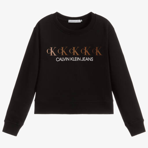 Calvin Klein Jeans-Schwarzes Baumwoll-Sweatshirt | Childrensalon Outlet