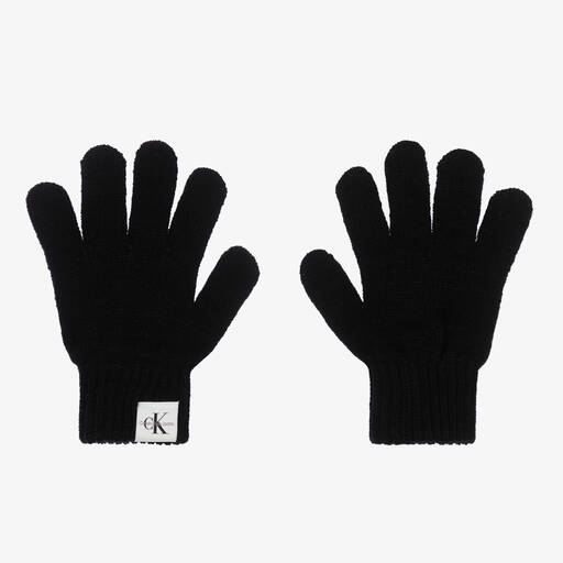 Calvin Klein-Black Knitted Gloves | Childrensalon Outlet
